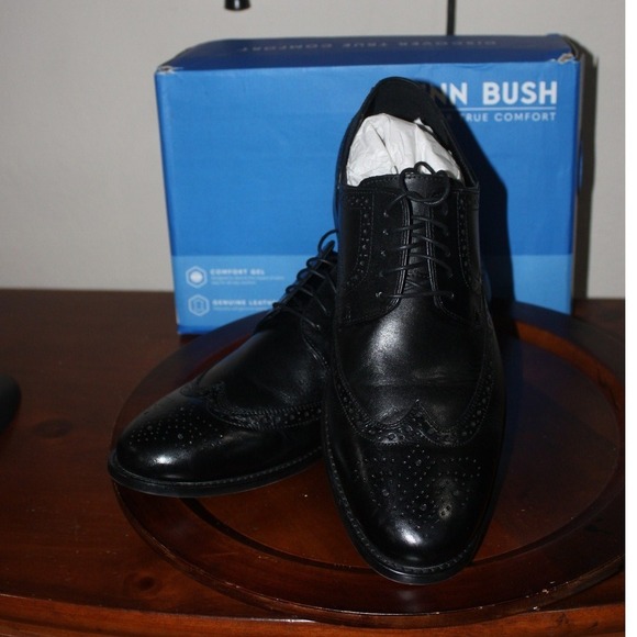 Nunn Bush Wingtip Oxford Dress‎ Shoes Leather Comfort Gel Classic Black Size 14 - Picture 1 of 10